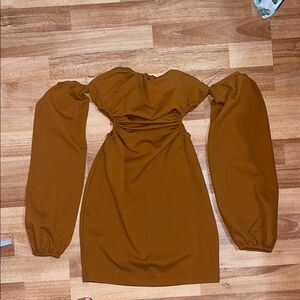Fashion Nova Long Sleeve Brown Dress